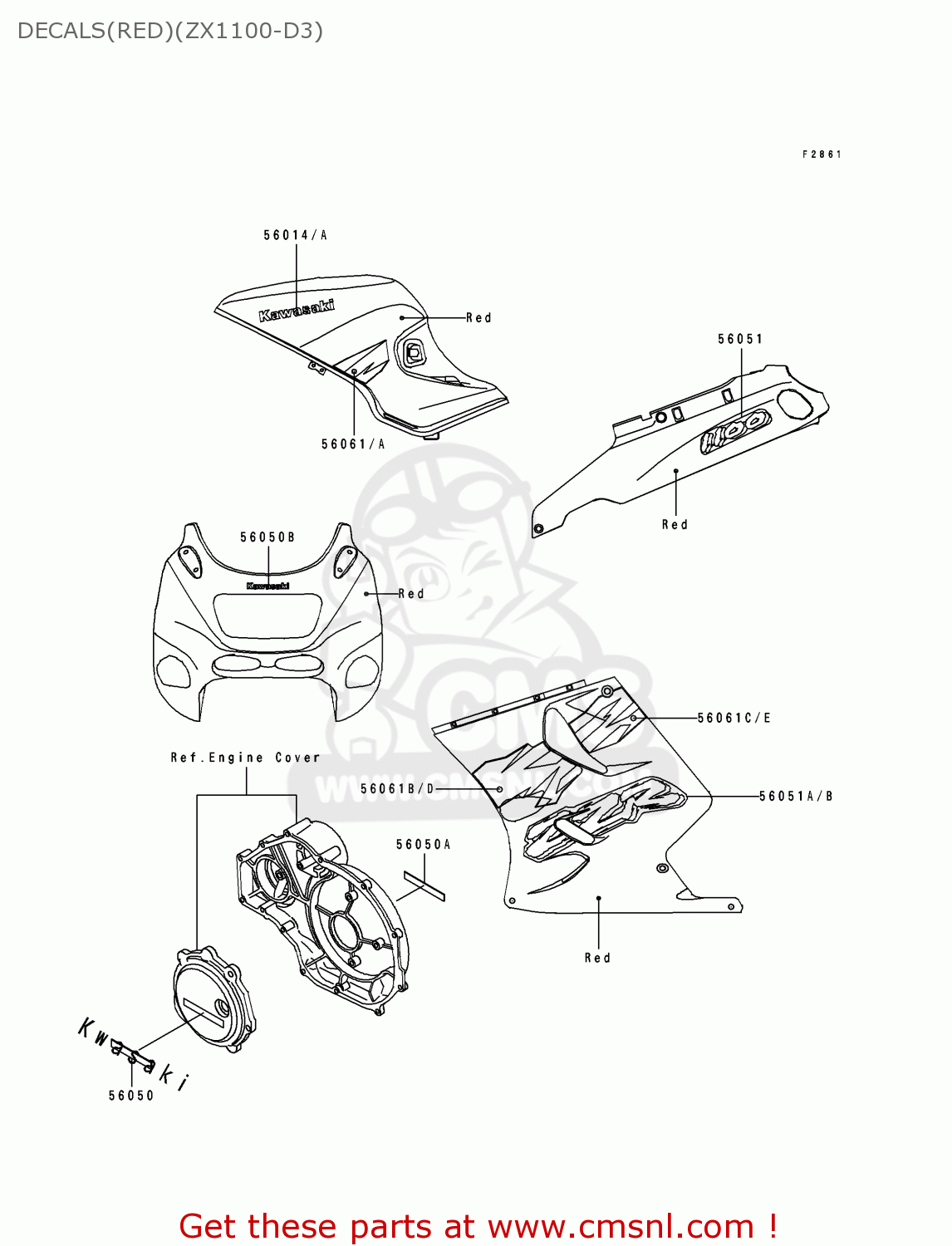 DECALS(RED)(ZX1100-D3) ZX1100D3 ZZR1100 1995 EUROPE UK FR NL AR FG GR IT NR SD SP ST