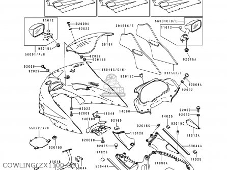 COWLING(ZX1100-D3) - ZX1100D3 ZZR1100 1995 EUROPE UK FR NL AR FG GR IT NR SD SP ST