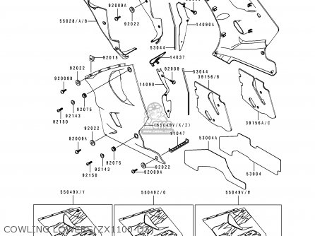 COWLING LOWERS(ZX1100-D3) - ZX1100D3 ZZR1100 1995 EUROPE UK FR NL AR FG GR IT NR SD SP ST