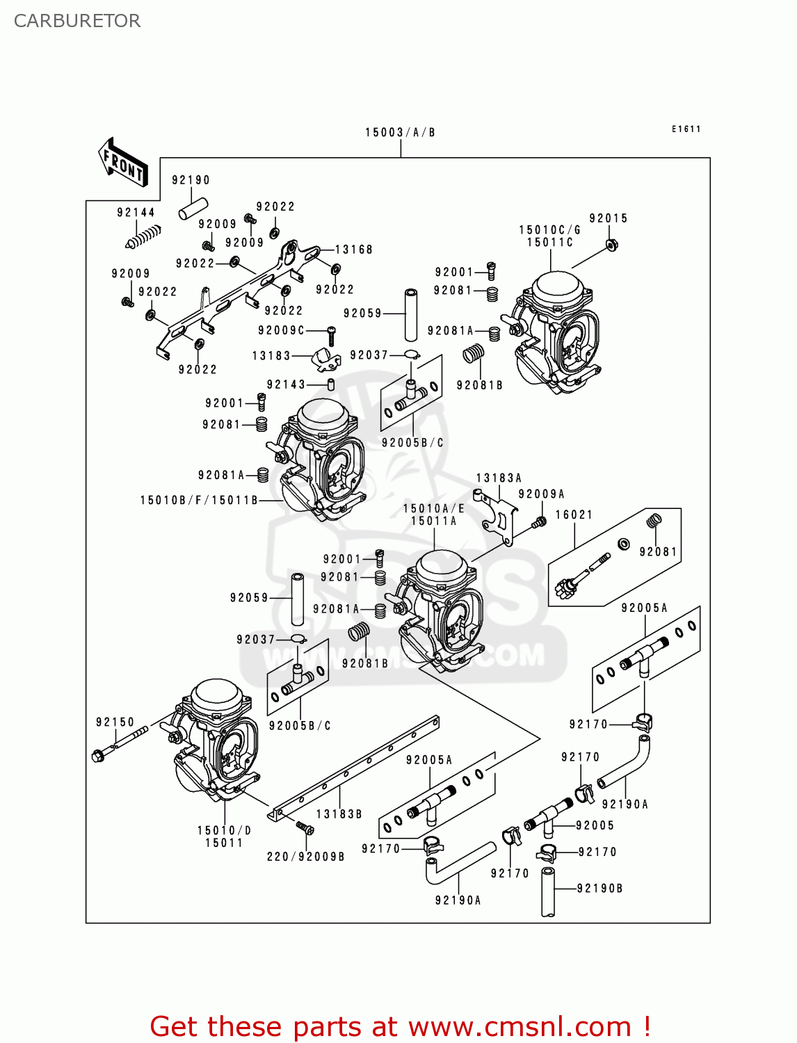 CARBURETOR ZX1100D4 NINJAZX11 1996 USA CALIFORNIA CANADA