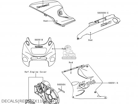 DECALS(RED)(ZX1100-D4) - ZX1100D4 NINJAZX11 1996 USA CALIFORNIA CANADA