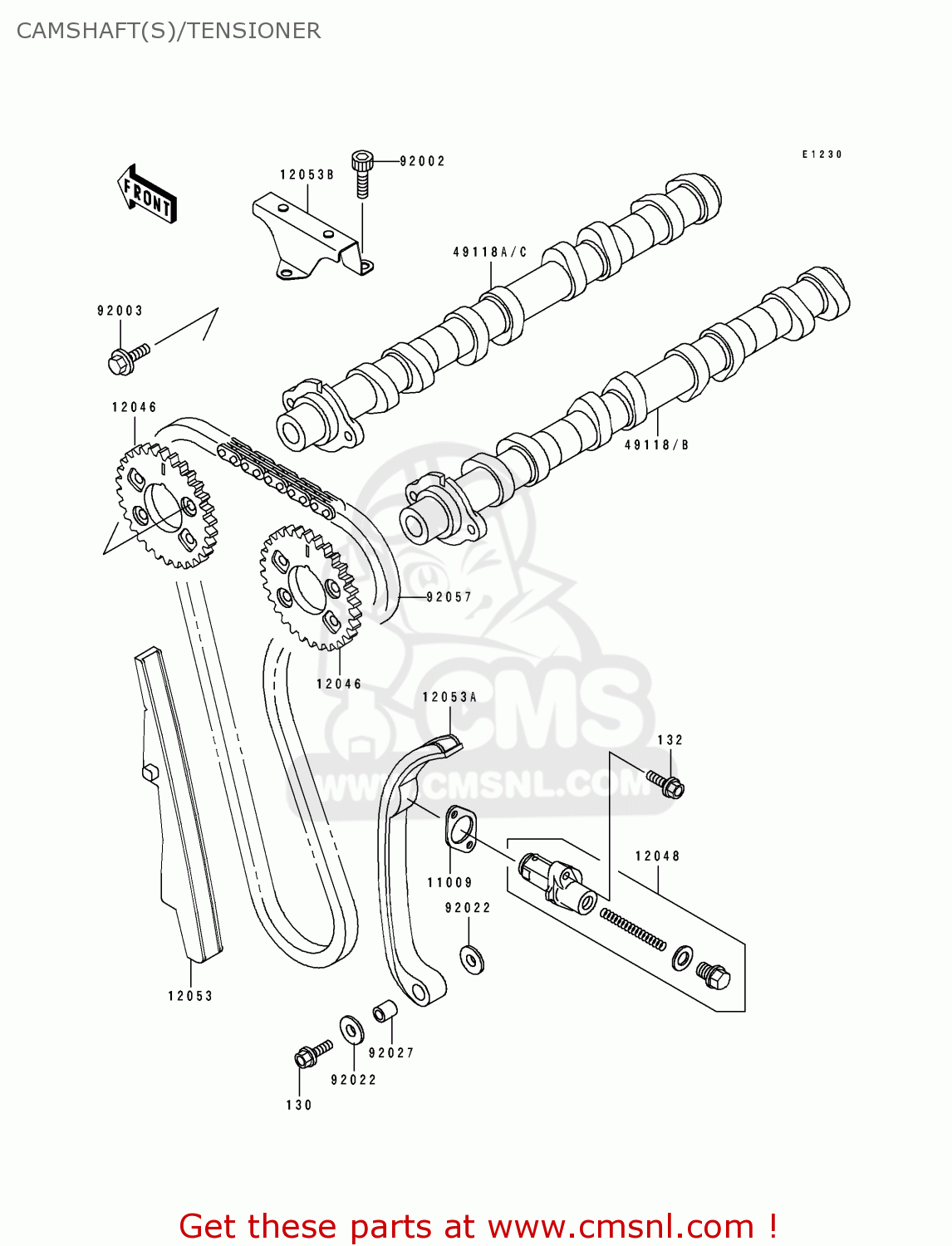 CAMSHAFT(S)/TENSIONER ZX1100D4 ZZR1100 1996 EUROPE UK FR NL AR FG GR IT NR SD SP ST