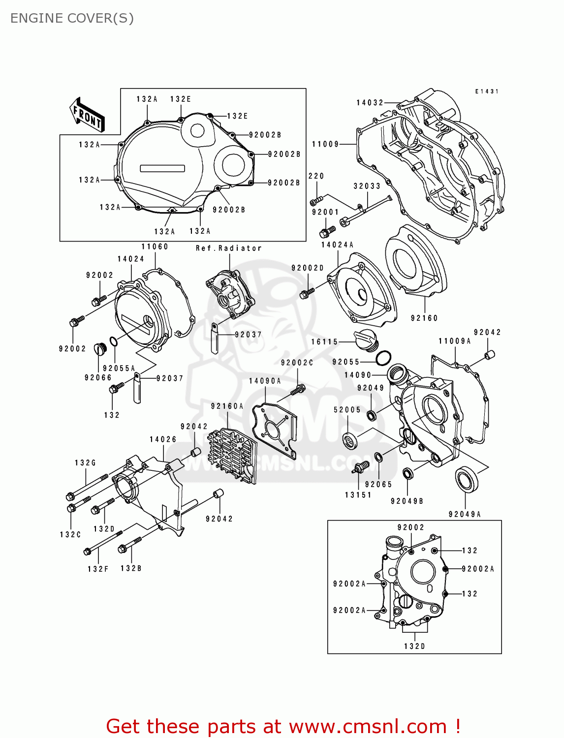 ENGINE COVER(S) ZX1100D4 ZZR1100 1996 EUROPE UK FR NL AR FG GR IT NR SD SP ST