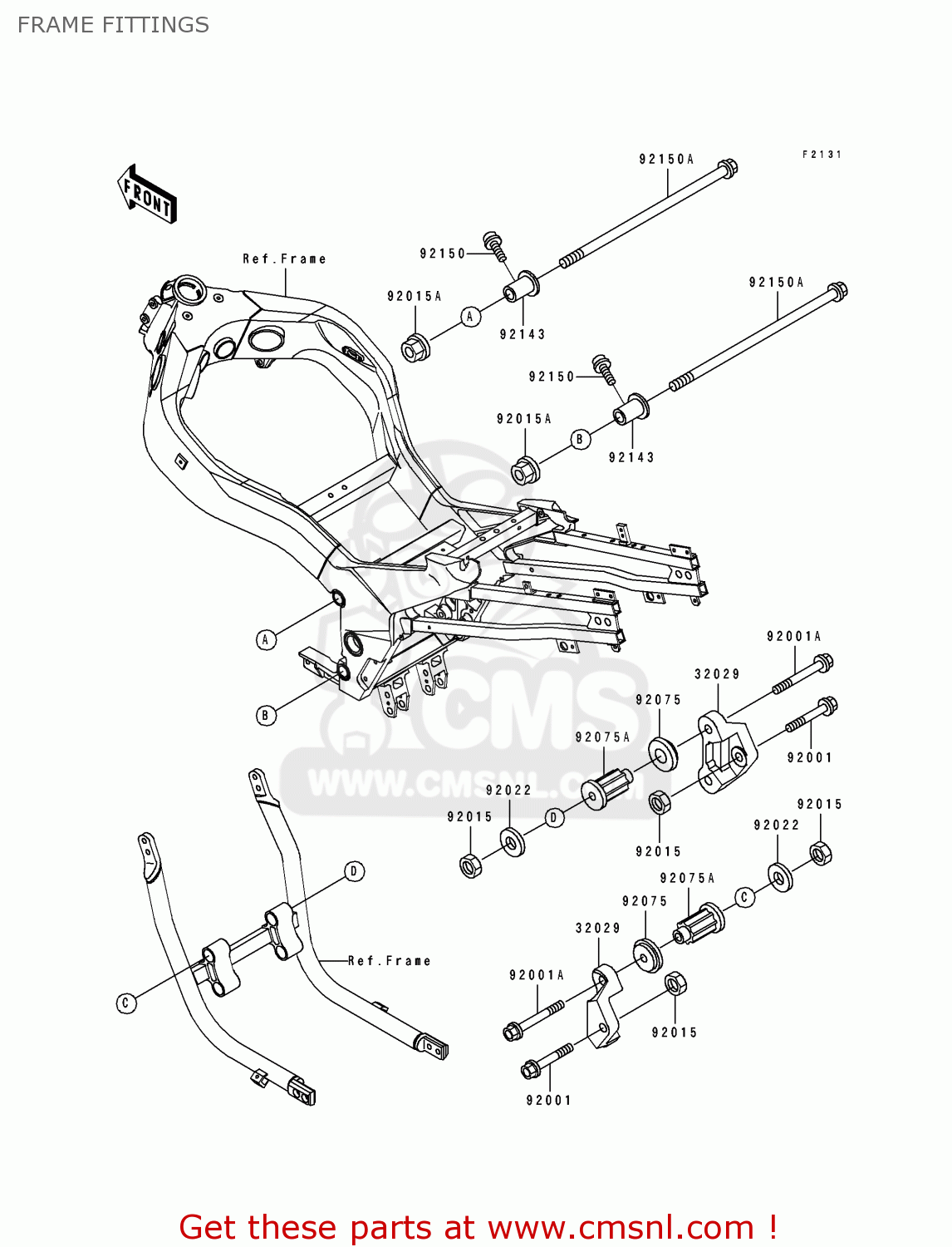 FRAME FITTINGS ZX1100D4 ZZR1100 1996 EUROPE UK FR NL AR FG GR IT NR SD SP ST