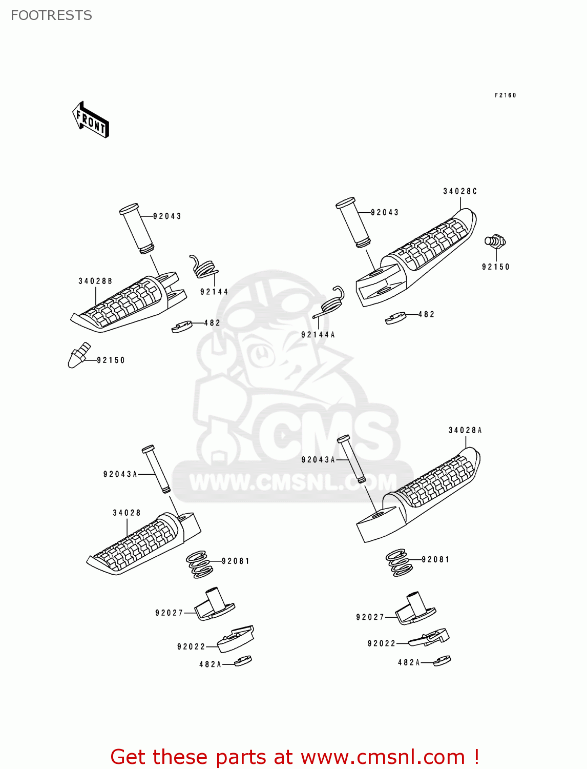 FOOTRESTS ZX1100D4 ZZR1100 1996 EUROPE UK FR NL AR FG GR IT NR SD SP ST