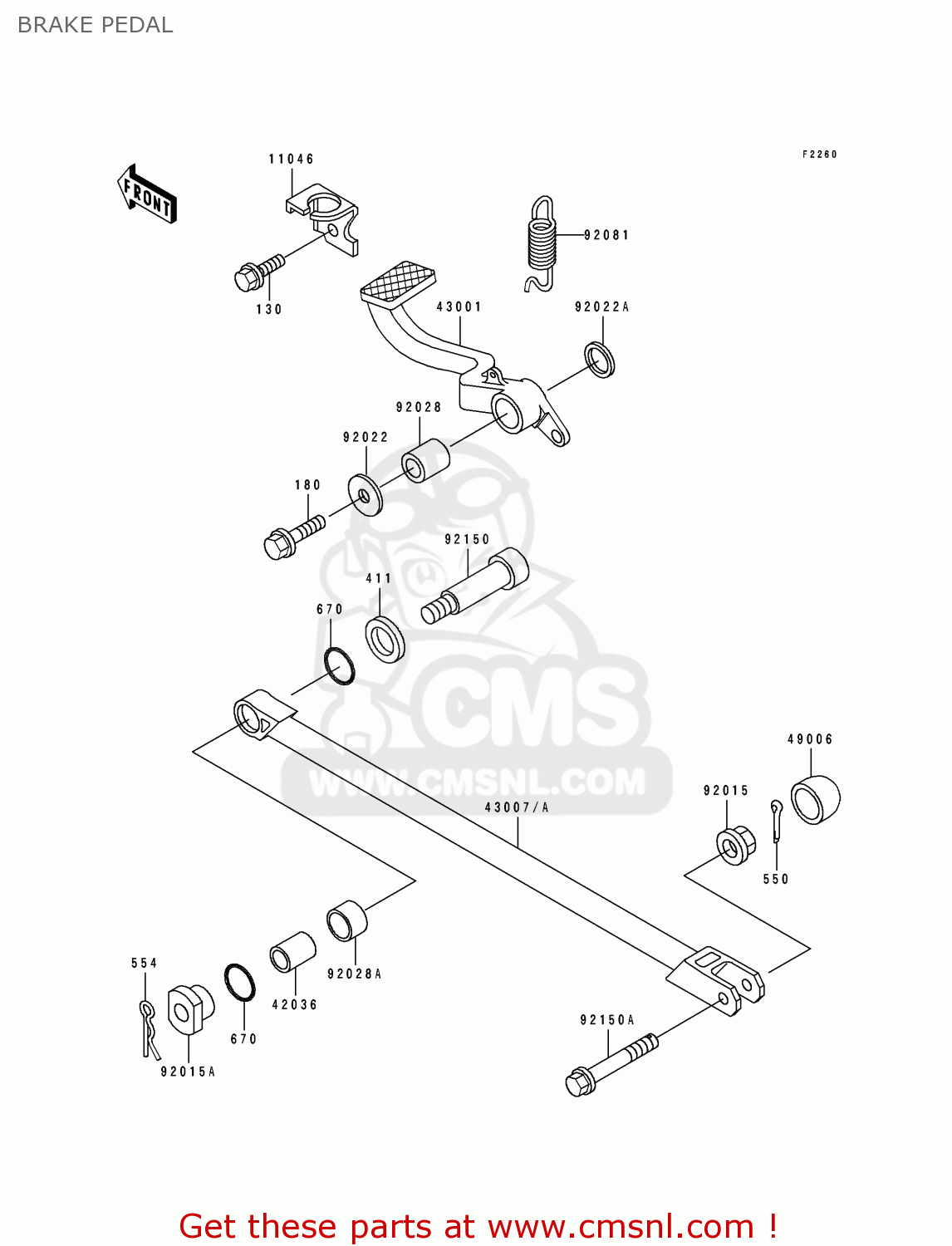 BRAKE PEDAL ZX1100D4 ZZR1100 1996 EUROPE UK FR NL AR FG GR IT NR SD SP ST