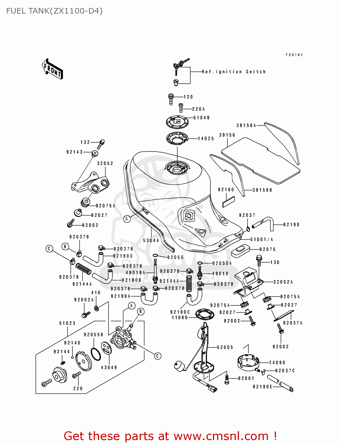 FUEL TANK(ZX1100-D4) ZX1100D4 ZZR1100 1996 EUROPE UK FR NL AR FG GR IT NR SD SP ST