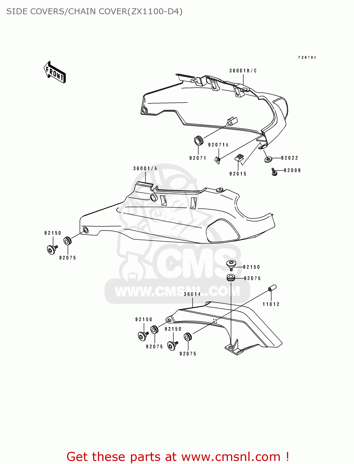 SIDE COVERS/CHAIN COVER(ZX1100-D4) ZX1100D4 ZZR1100 1996 EUROPE UK FR NL AR FG GR IT NR SD SP ST
