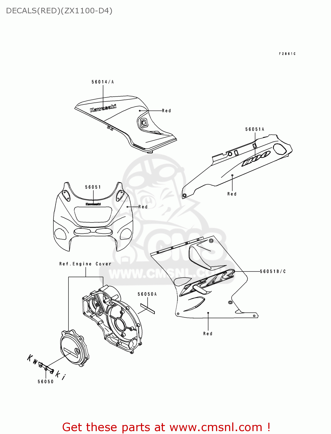 DECALS(RED)(ZX1100-D4) ZX1100D4 ZZR1100 1996 EUROPE UK FR NL AR FG GR IT NR SD SP ST