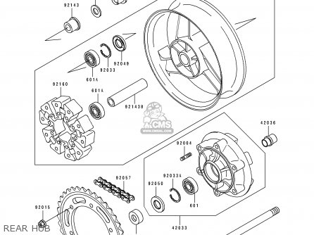 REAR HUB - ZX1100D4 ZZR1100 1996 EUROPE UK FR NL AR FG GR IT NR SD SP ST
