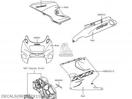 DECALS(RED)(ZX1100-D4) - ZX1100D4 ZZR1100 1996 EUROPE UK FR NL AR FG GR IT NR SD SP ST