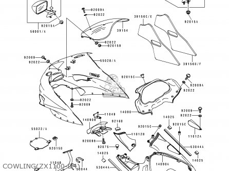 COWLING(ZX1100-D4) - ZX1100D4 ZZR1100 1996 EUROPE UK FR NL AR FG GR IT NR SD SP ST