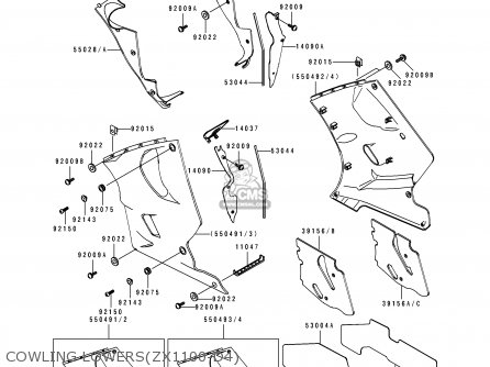 COWLING LOWERS(ZX1100-D4) - ZX1100D4 ZZR1100 1996 EUROPE UK FR NL AR FG GR IT NR SD SP ST