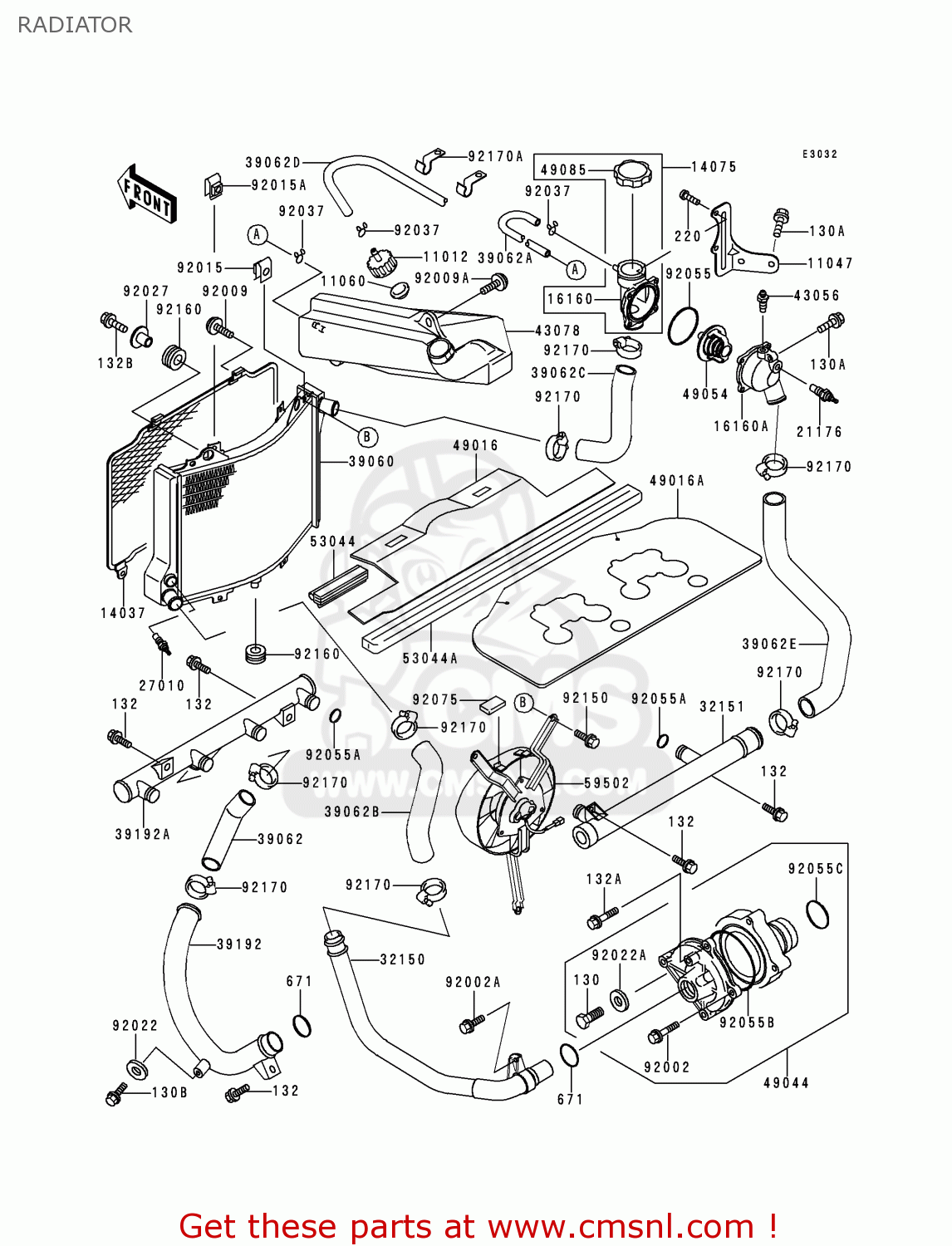 RADIATOR ZX1100D5 NINJAZX11 1997 USA CALIFORNIA CANADA