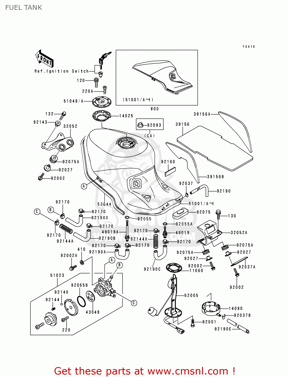 FUEL TANK ZX1100D5 NINJAZX11 1997 USA CALIFORNIA CANADA