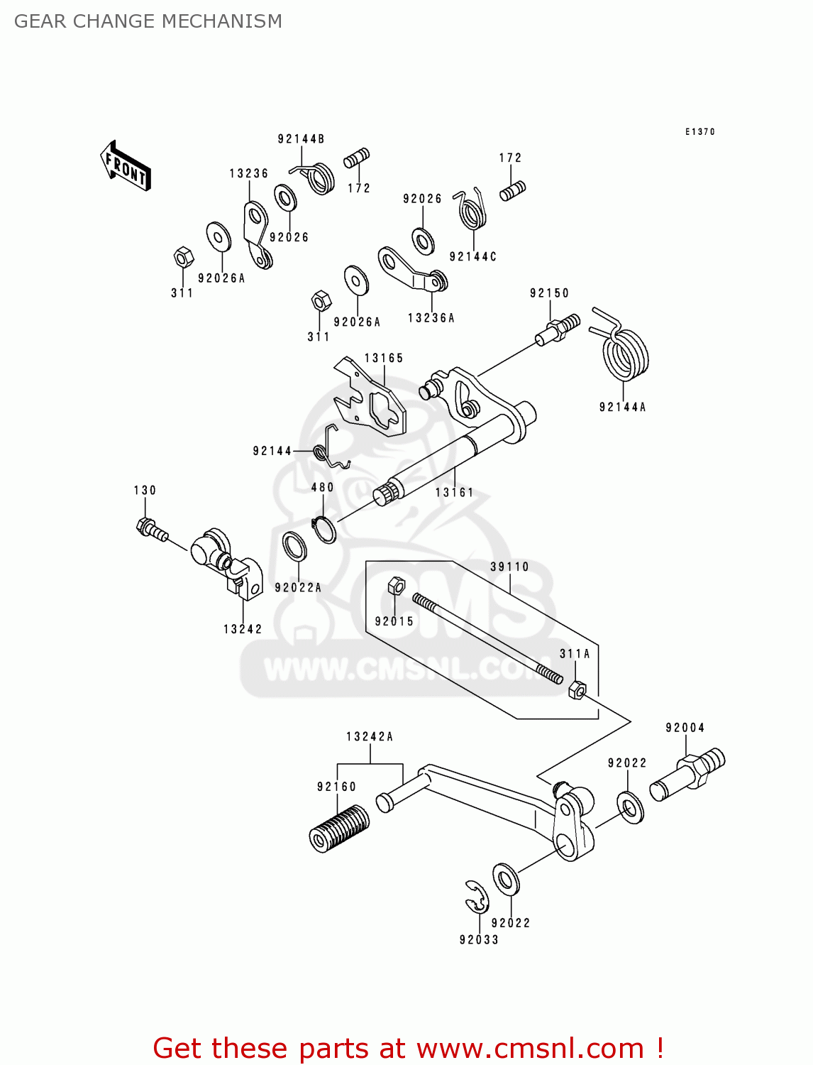 GEAR CHANGE MECHANISM ZX1100D5 ZZR1100 1997 EUROPE UK FR NL AR FG GR IT NR SD SP ST