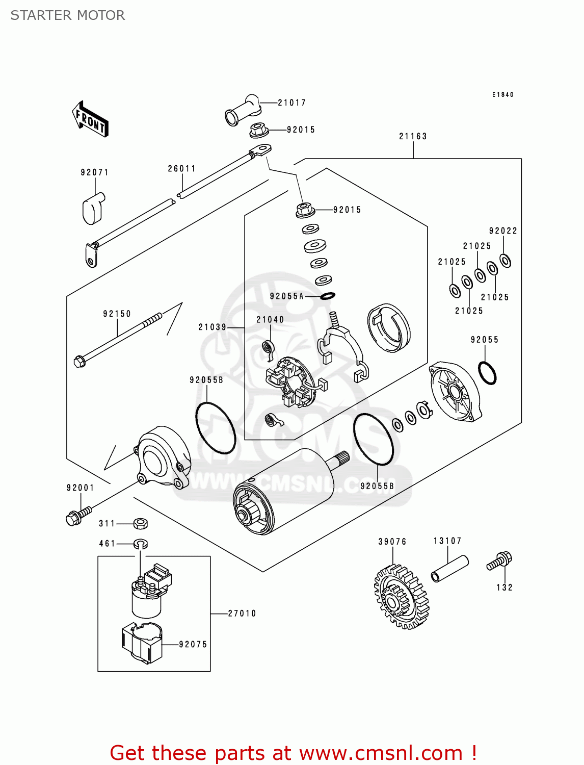 STARTER MOTOR ZX1100D5 ZZR1100 1997 EUROPE UK FR NL AR FG GR IT NR SD SP ST