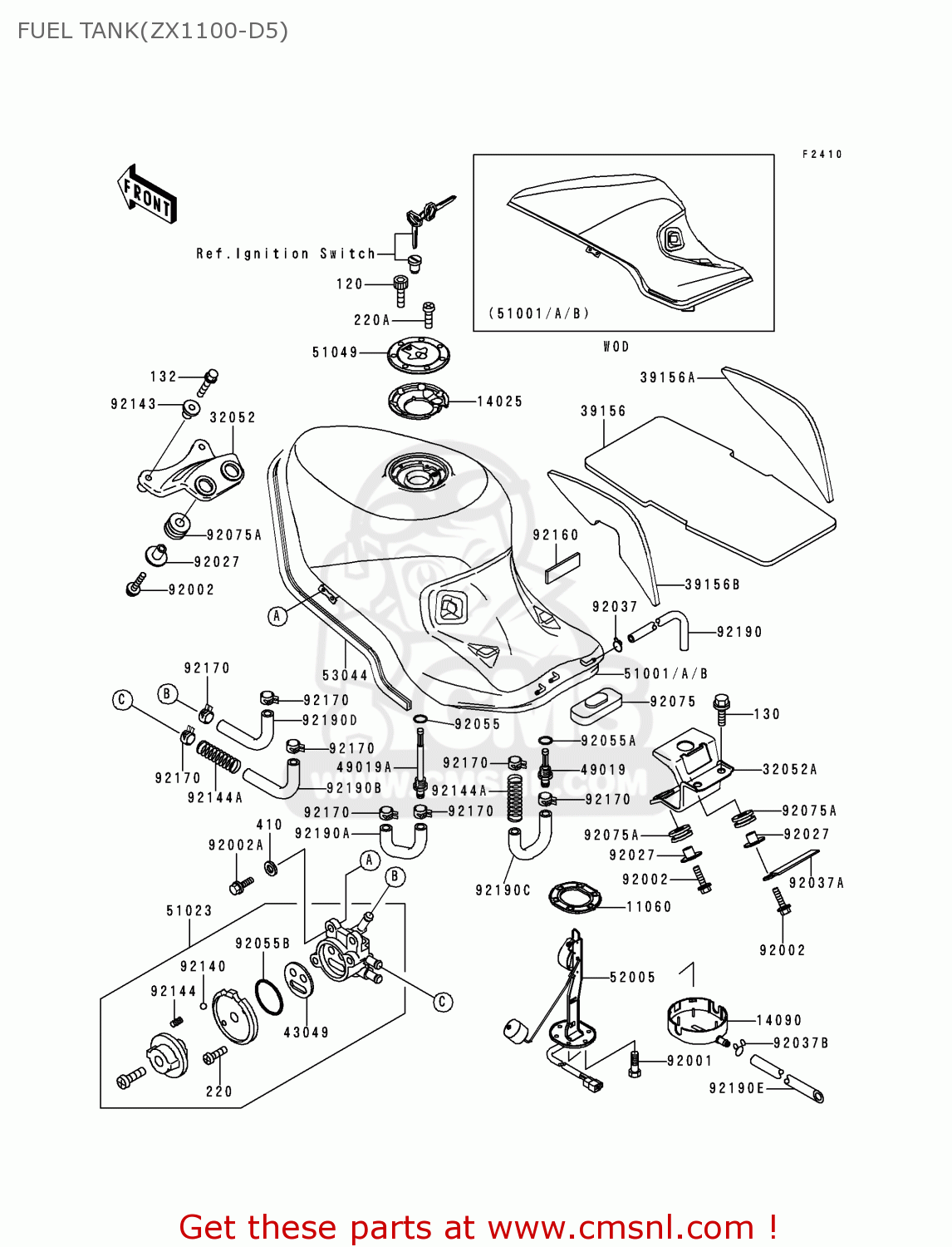 FUEL TANK(ZX1100-D5) ZX1100D5 ZZR1100 1997 EUROPE UK FR NL AR FG GR IT NR SD SP ST