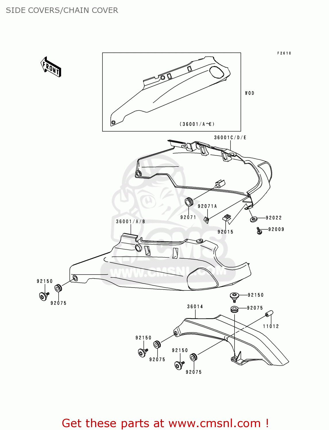 SIDE COVERS/CHAIN COVER ZX1100D5 ZZR1100 1997 EUROPE UK FR NL AR FG GR IT NR SD SP ST