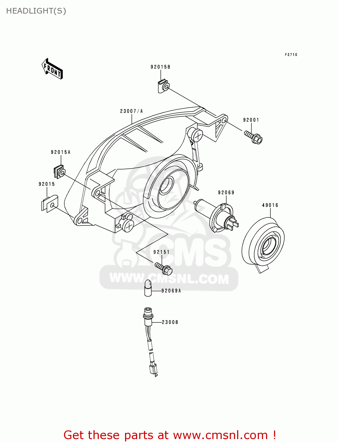 HEADLIGHT(S) ZX1100D5 ZZR1100 1997 EUROPE UK FR NL AR FG GR IT NR SD SP ST