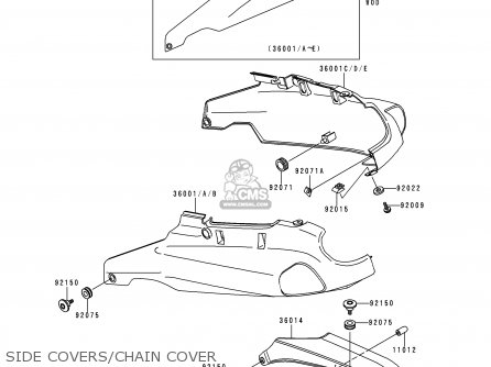 SIDE COVERS/CHAIN COVER - ZX1100D5 ZZR1100 1997 EUROPE UK FR NL AR FG GR IT NR SD SP ST