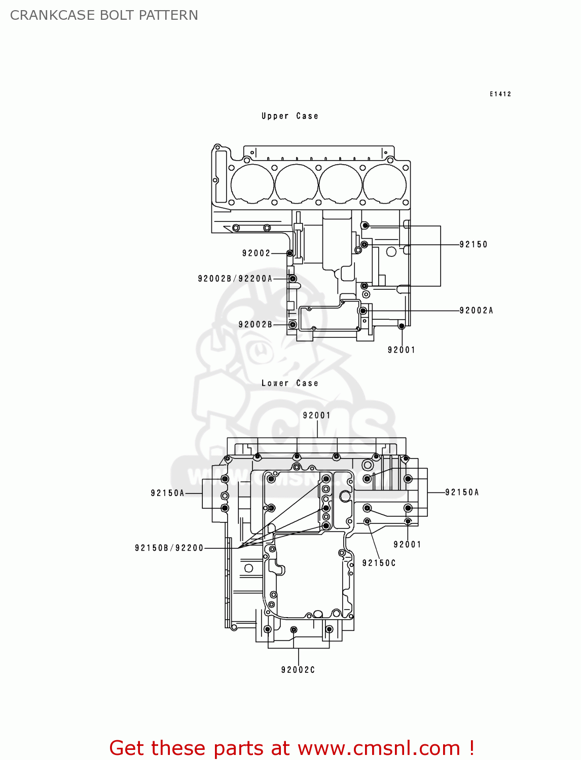 CRANKCASE BOLT PATTERN ZX1100D6 NINJAZX11 1998 USA CALIFORNIA CANADA