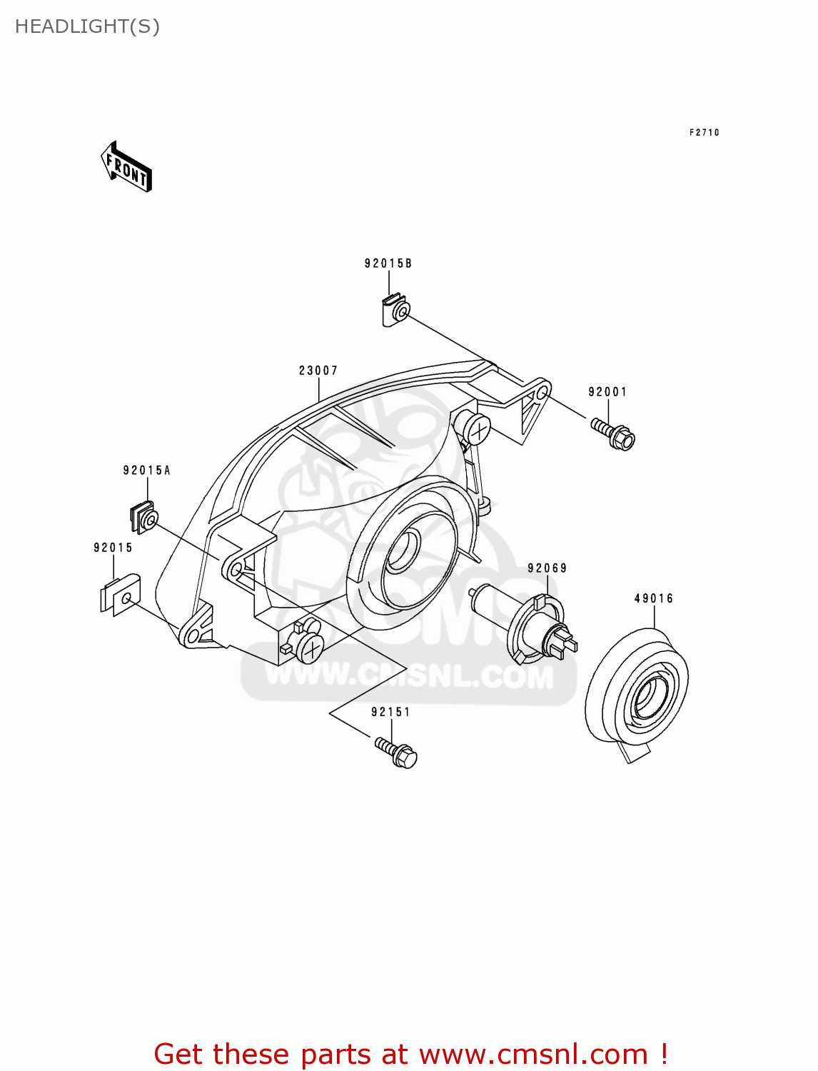 HEADLIGHT(S) ZX1100D6 NINJAZX11 1998 USA CALIFORNIA CANADA