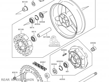REAR WHEEL/CHAIN - ZX1100D6 NINJAZX11 1998 USA CALIFORNIA CANADA