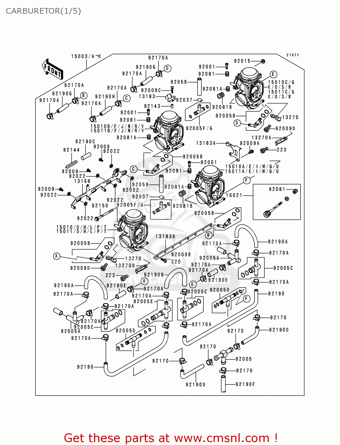 CARBURETOR(1/5) ZX1100D6 ZZR1100 1998 EUROPE UK FR NL GR IT NR SP ST