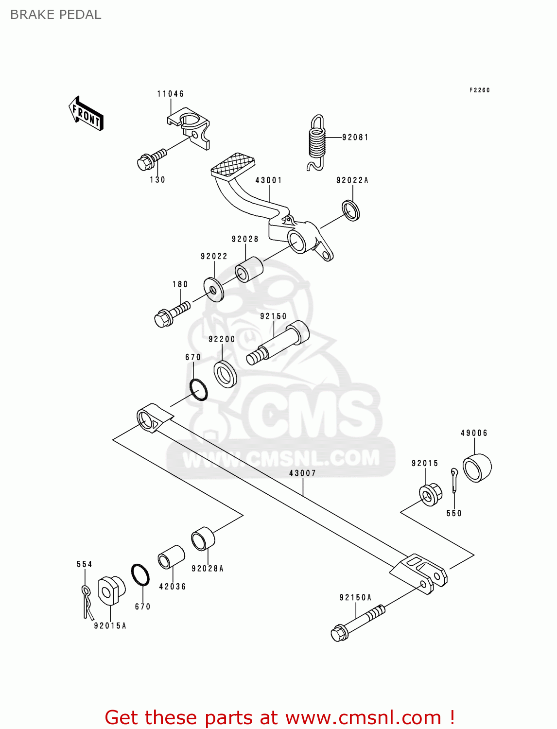 BRAKE PEDAL ZX1100D6 ZZR1100 1998 EUROPE UK FR NL GR IT NR SP ST
