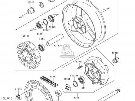 REAR HUB - ZX1100D6 ZZR1100 1998 EUROPE UK FR NL GR IT NR SP ST