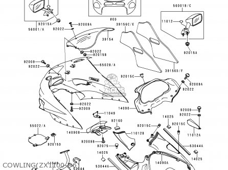 COWLING(ZX1100-D6) - ZX1100D6 ZZR1100 1998 EUROPE UK FR NL GR IT NR SP ST