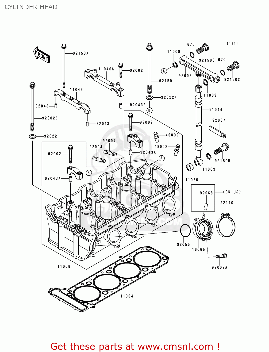 CYLINDER HEAD ZX1100D7 NINJAZX11 1999 USA CALIFORNIA CANADA