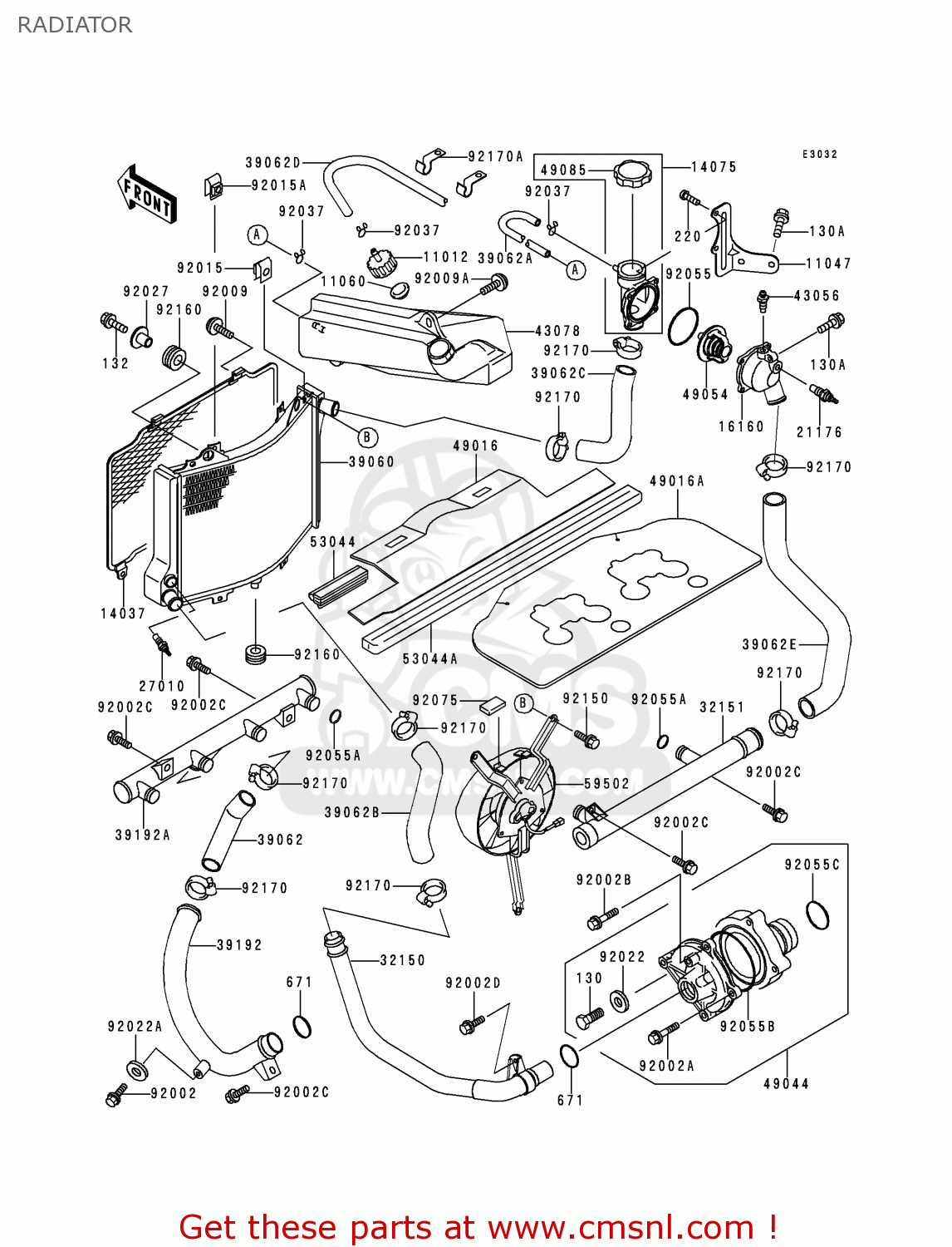 RADIATOR ZX1100D7 NINJAZX11 1999 USA CALIFORNIA CANADA