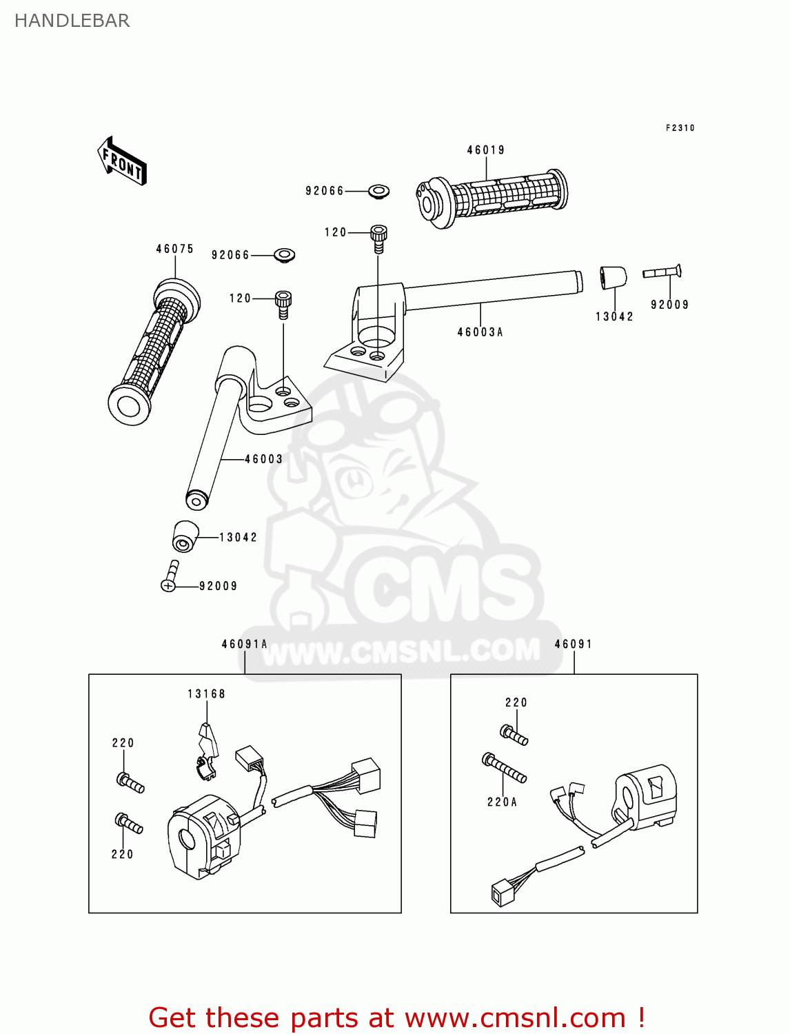 HANDLEBAR ZX1100D7 NINJAZX11 1999 USA CALIFORNIA CANADA