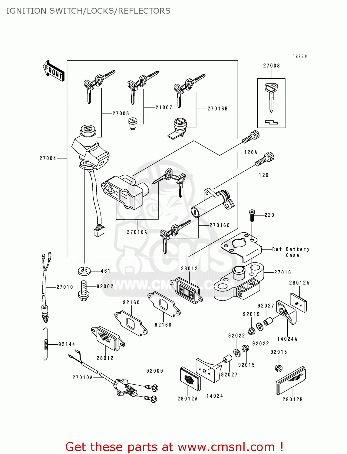 IGNITION SWITCH/LOCKS/REFLECTORS ZX1100D7 NINJAZX11 1999 USA CALIFORNIA CANADA
