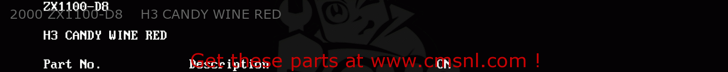 2000 ZX1100-D8    H3 CANDY WINE RED ZX1100D7 NINJAZX11 1999 USA CALIFORNIA CANADA