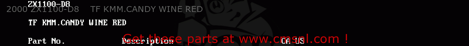 2000 ZX1100-D8    TF KMM.CANDY WINE RED ZX1100D7 NINJAZX11 1999 USA CALIFORNIA CANADA