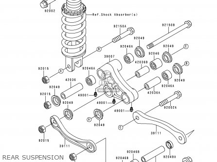 REAR SUSPENSION - ZX1100D7 NINJAZX11 1999 USA CALIFORNIA CANADA