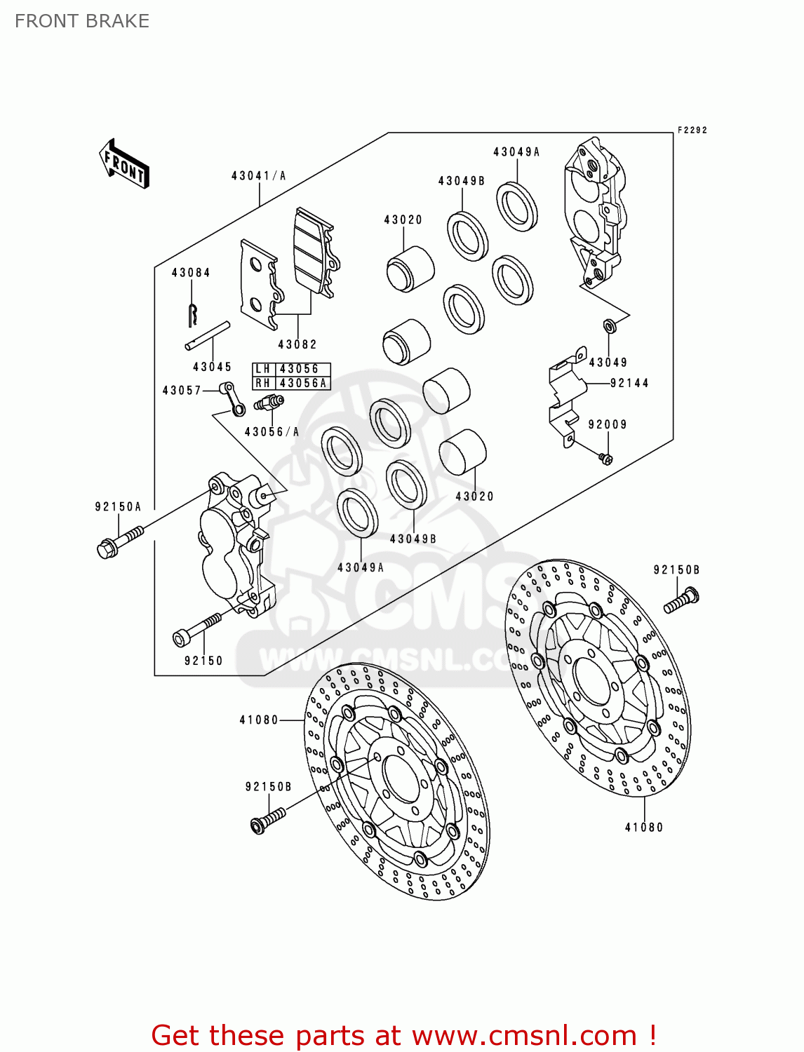 FRONT BRAKE ZX1100D7 ZZR1100 1999 EUROPE UK FR NL GR IT NR SP ST