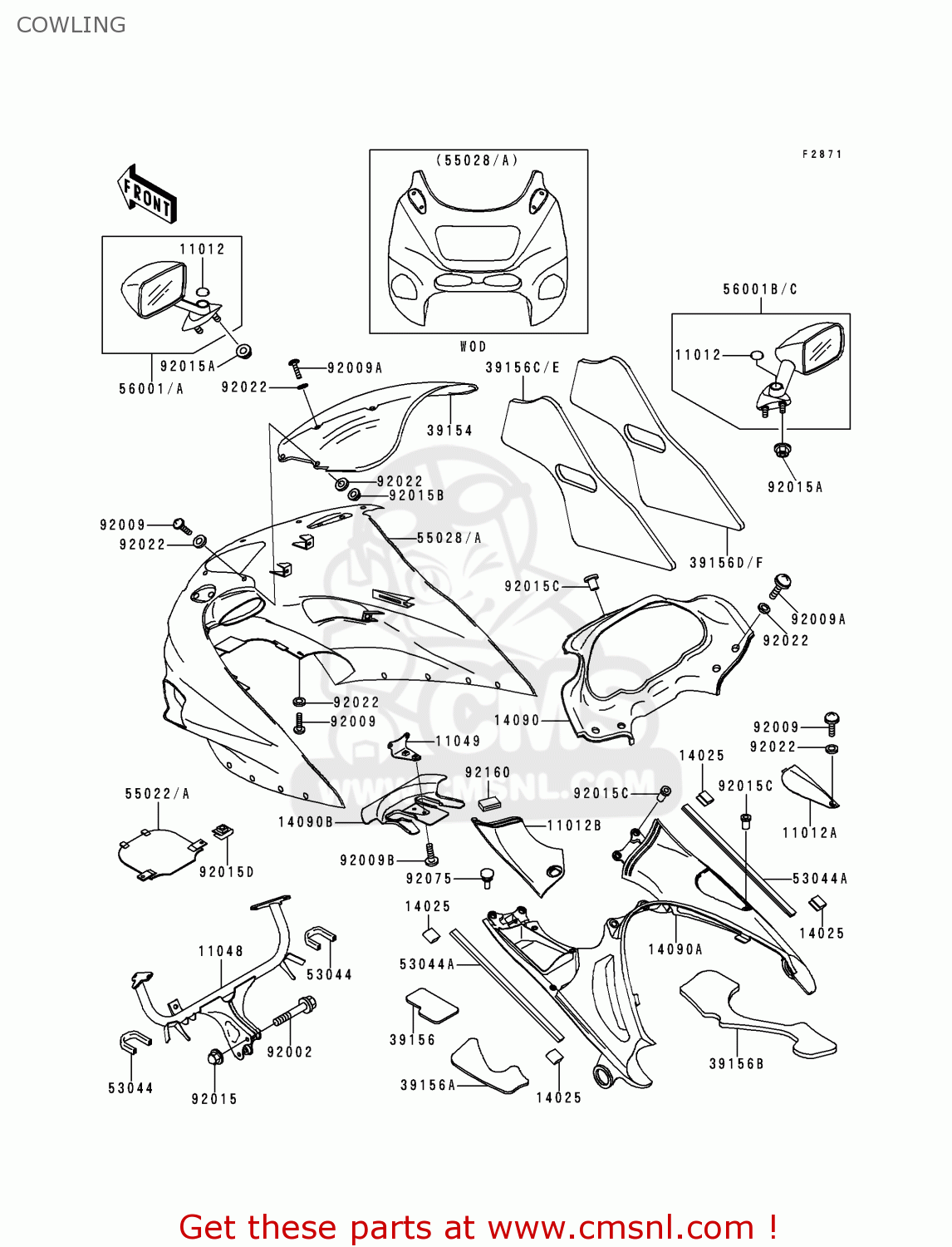 COWLING ZX1100D7 ZZR1100 1999 EUROPE UK FR NL GR IT NR SP ST