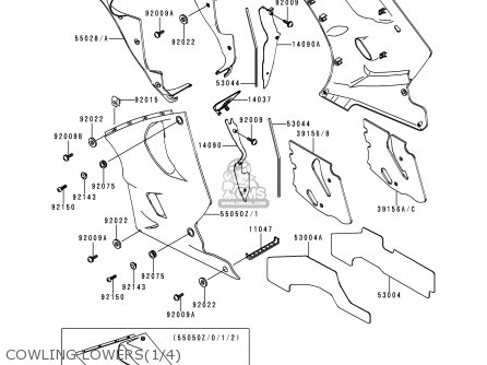 COWLING LOWERS(1/4) - ZX1100D7 ZZR1100 1999 EUROPE UK FR NL GR IT NR SP ST