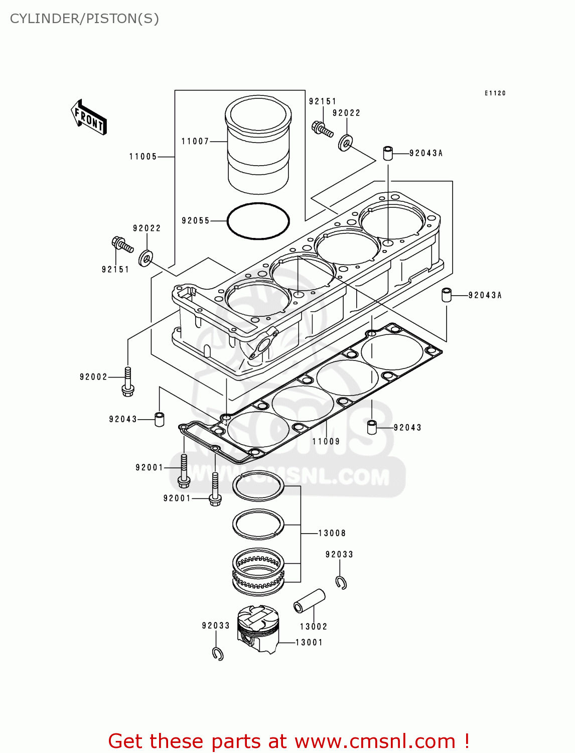 CYLINDER/PISTON(S) ZX1100D8 NINJAZX11 2000 USA CALIFORNIA CANADA
