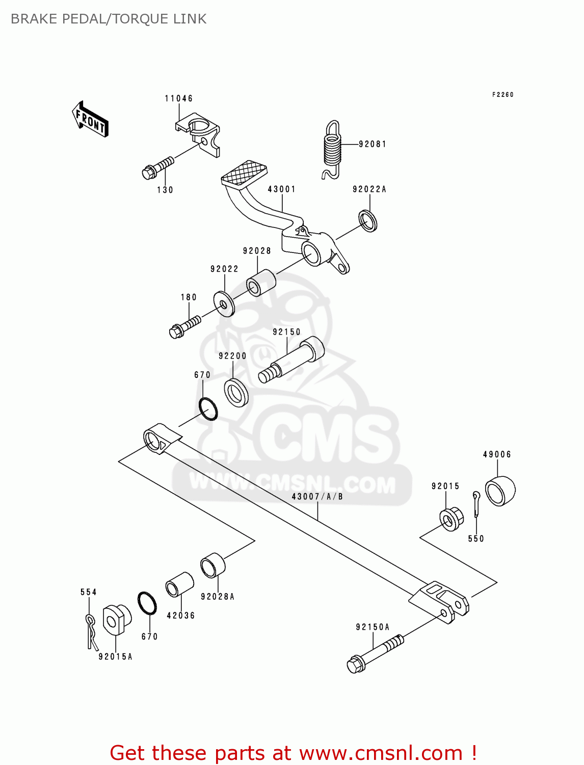 BRAKE PEDAL/TORQUE LINK ZX1100D8 NINJAZX11 2000 USA CALIFORNIA CANADA