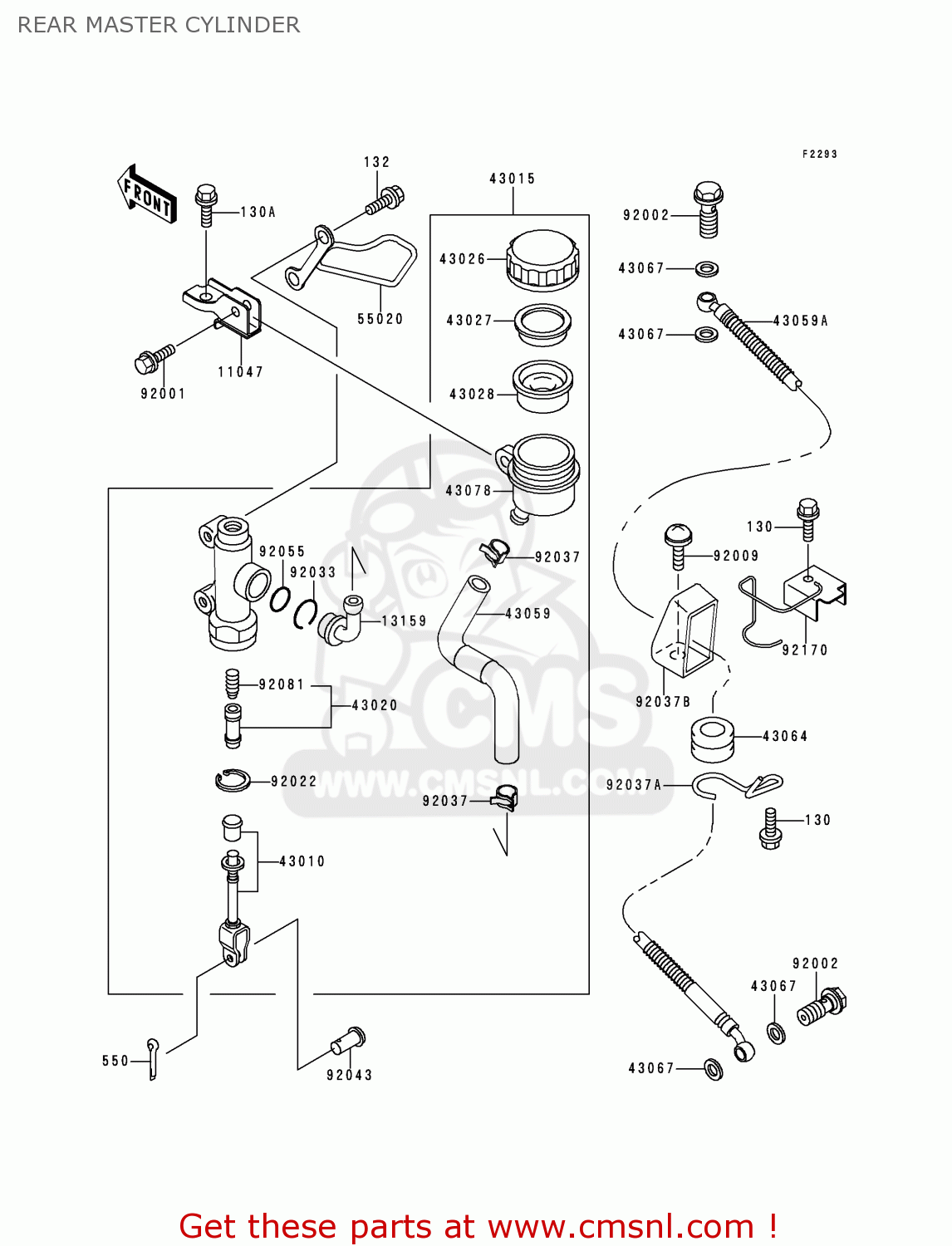 REAR MASTER CYLINDER ZX1100D8 NINJAZX11 2000 USA CALIFORNIA CANADA