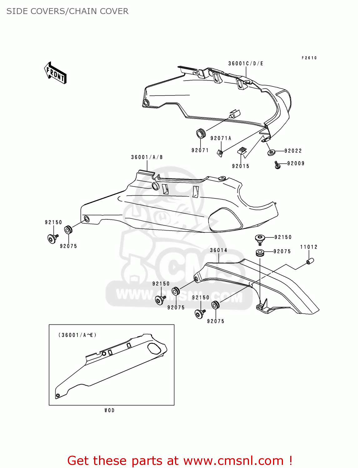 SIDE COVERS/CHAIN COVER ZX1100D8 NINJAZX11 2000 USA CALIFORNIA CANADA