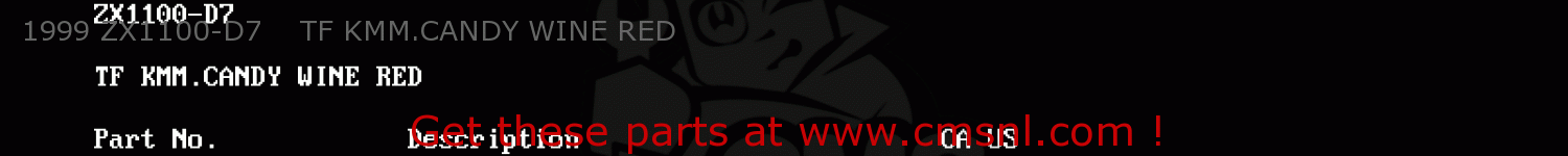 1999 ZX1100-D7    TF KMM.CANDY WINE RED ZX1100D8 NINJAZX11 2000 USA CALIFORNIA CANADA