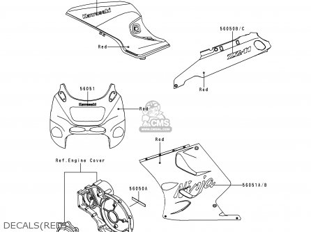 DECALS(RED) - ZX1100D8 NINJAZX11 2000 USA CALIFORNIA CANADA