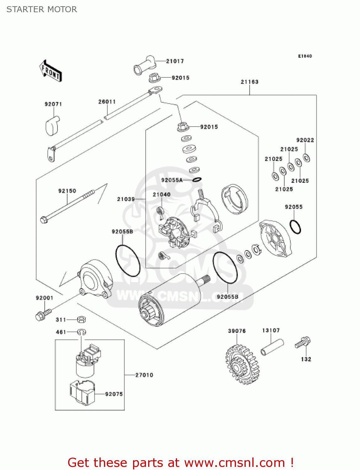 STARTER MOTOR ZX1100D9 NINJAZX11 2001 USA CALIFORNIA
