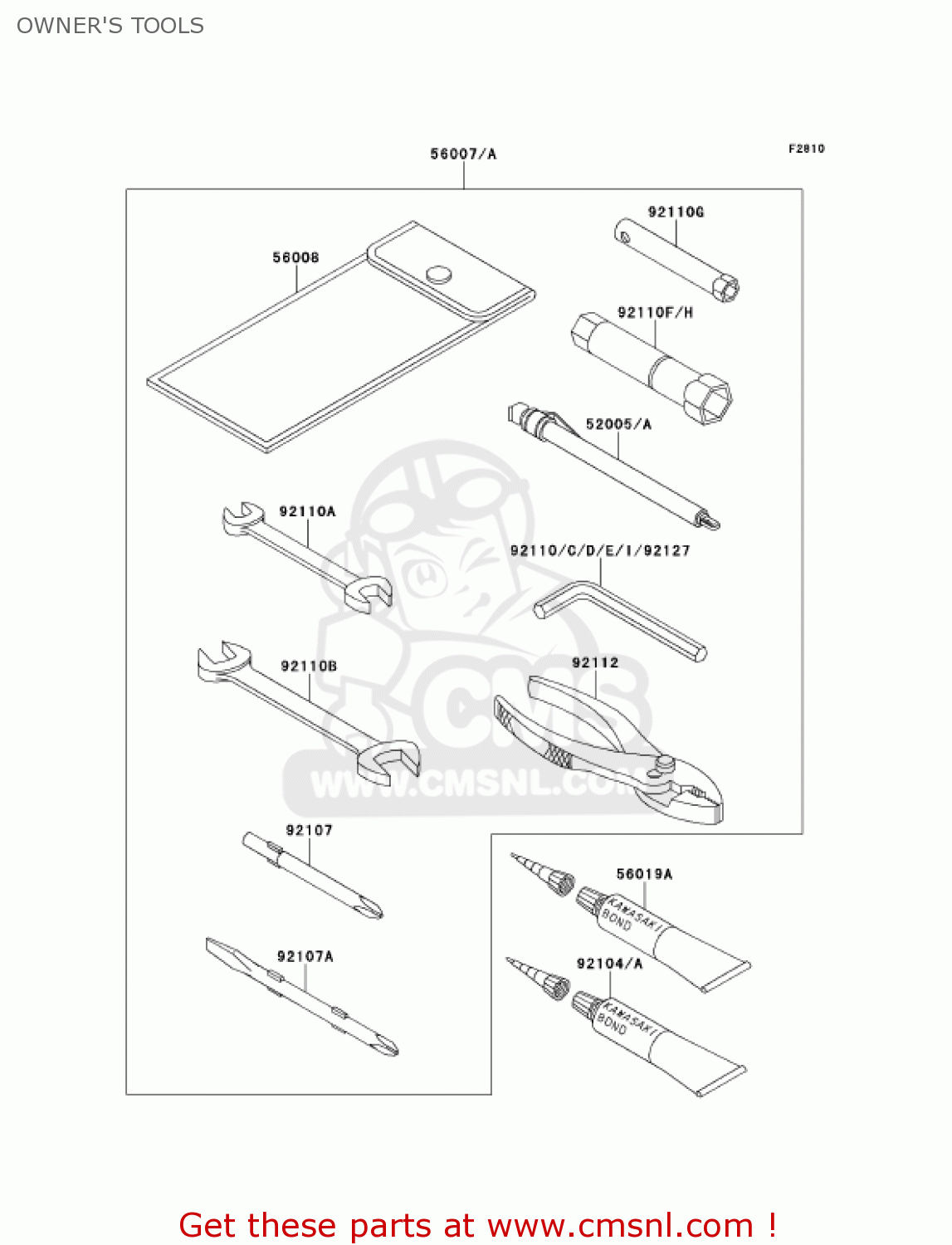 OWNER'S TOOLS ZX1100D9 NINJAZX11 2001 USA CALIFORNIA